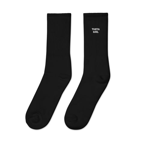 Theta Girl Embroidered Socks