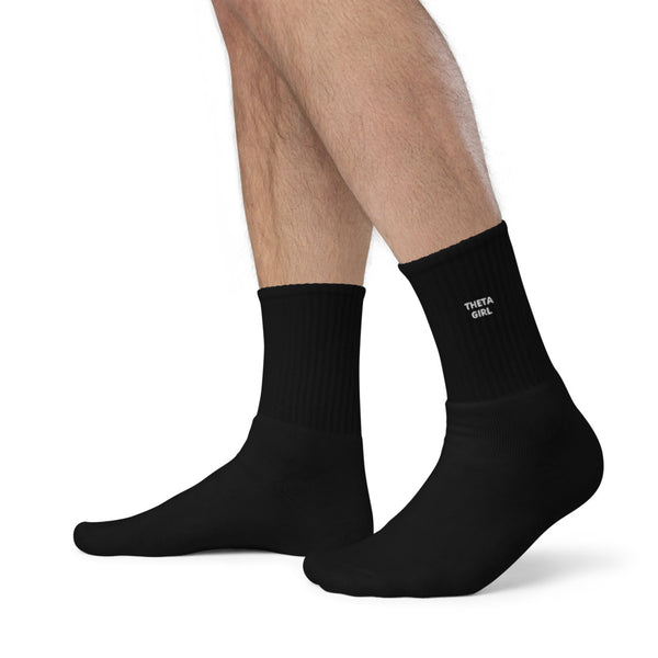 Theta Girl Embroidered Socks