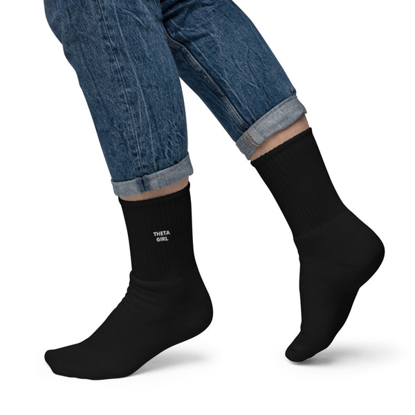 Theta Girl Embroidered Socks