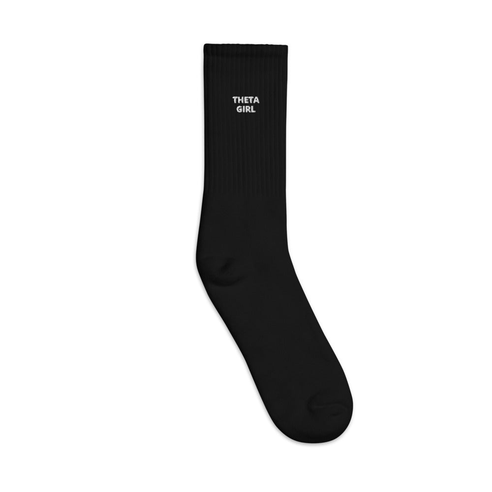 Theta Girl Embroidered Socks