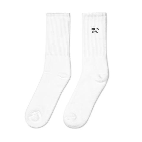 Theta Girl Embroidered Socks