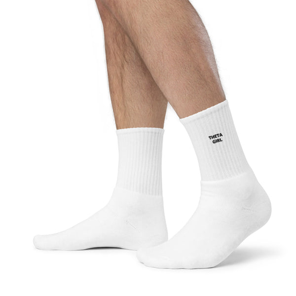 Theta Girl Embroidered Socks