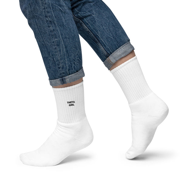 Theta Girl Embroidered Socks