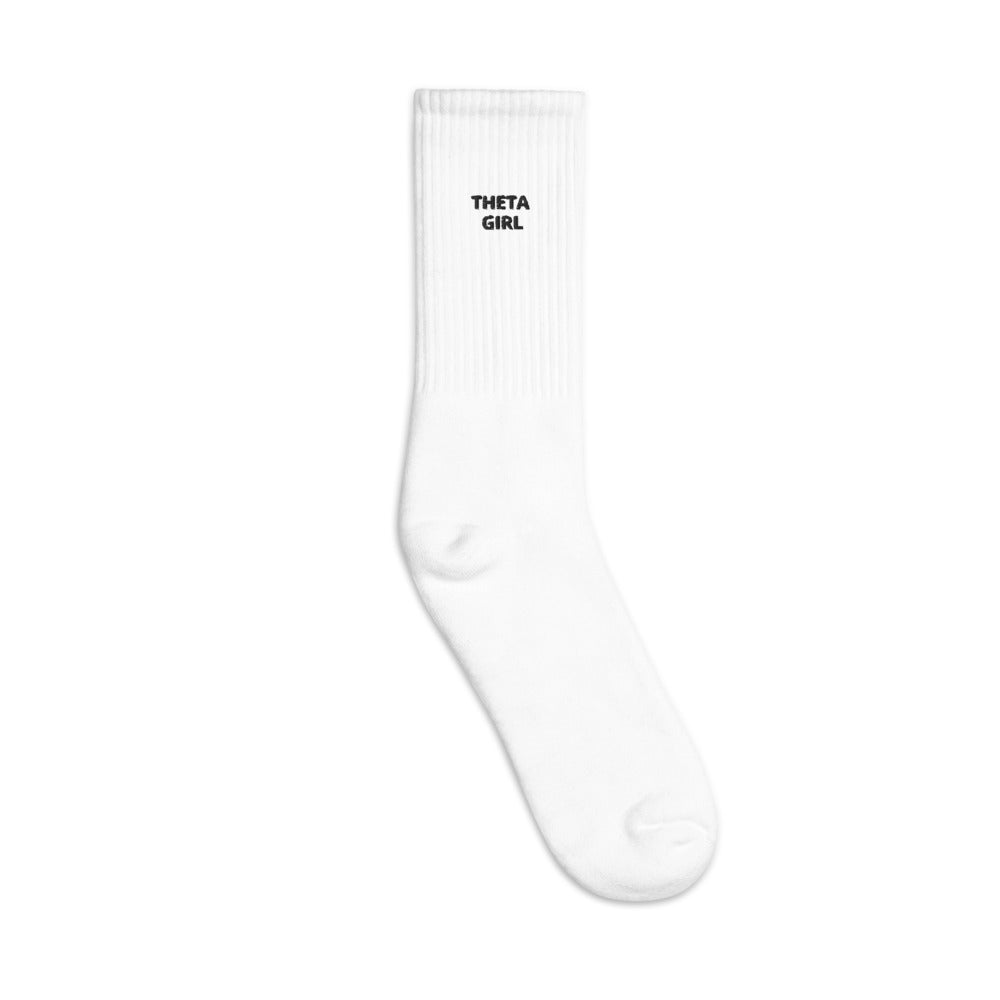 Theta Girl Embroidered Socks