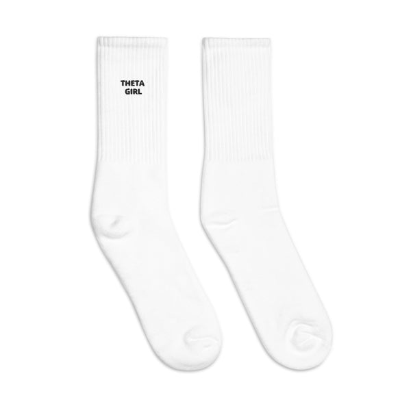 Theta Girl Embroidered Socks