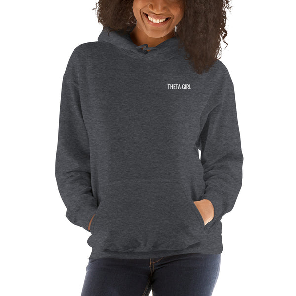 Theta Girl Unisex Pull Over Hoodie (white text)