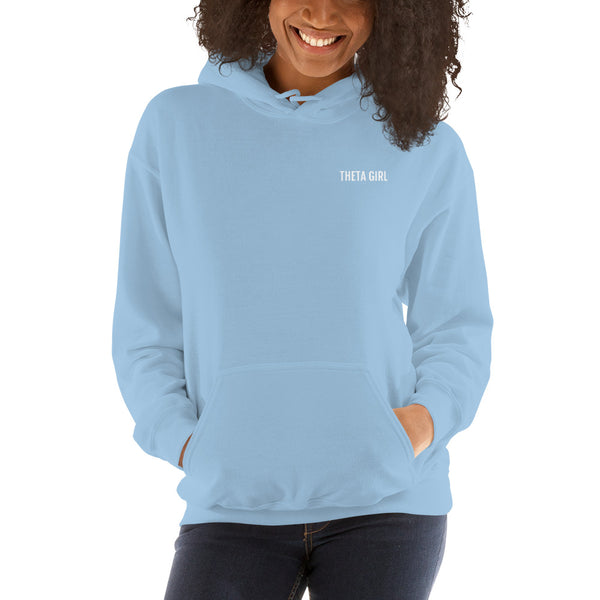 Theta Girl Unisex Pull Over Hoodie (white text)