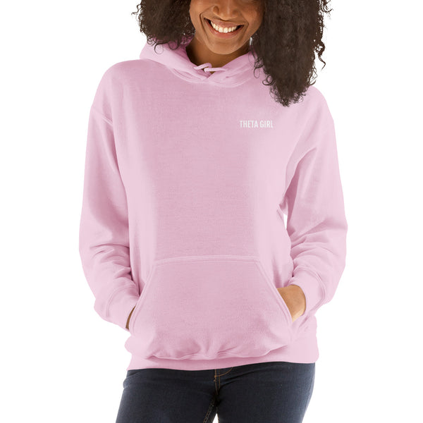 Theta Girl Unisex Pull Over Hoodie (white text)