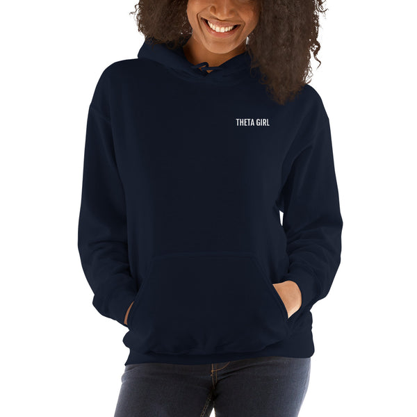 Theta Girl Unisex Pull Over Hoodie (white text)