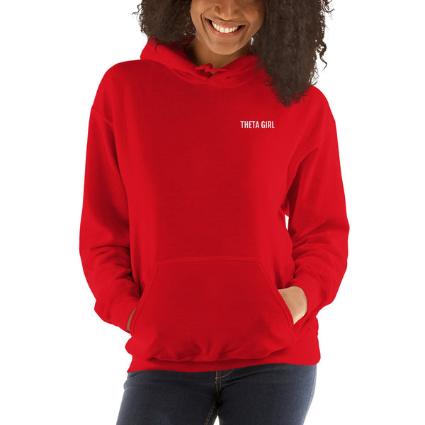 Theta Girl Unisex Pull Over Hoodie (white text)
