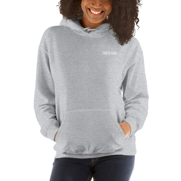 Theta Girl Unisex Pull Over Hoodie (white text)
