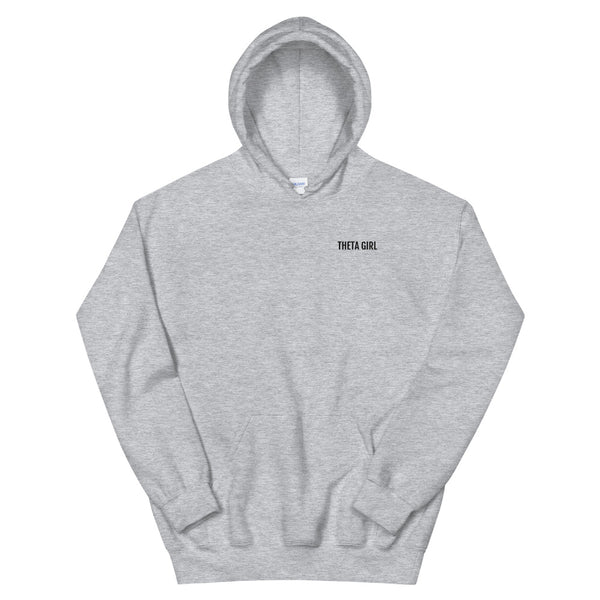 Theta Girl Unisex Hoodie (black text/logo)