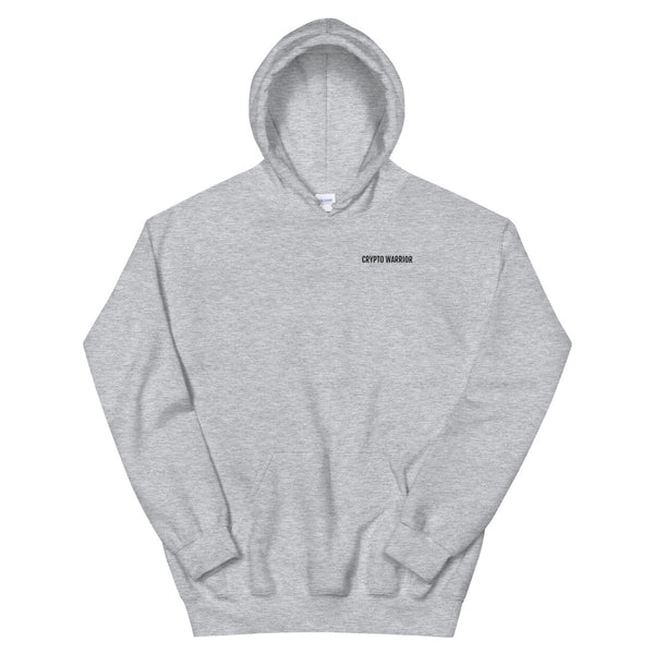Crypto Warrior Unisex Pull Over Hoodie (black logo/text)